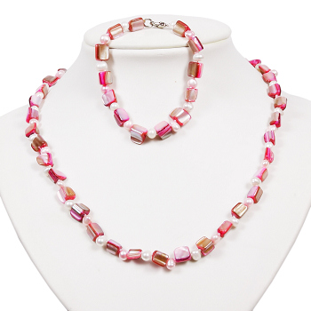 Armkette + Halskette 6983 - Süßwasserperlen & Muscheln